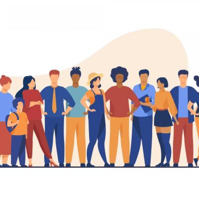 Vielfältige Menschenmenge unterschiedlichen Alters und unterschiedlicher Herkunft